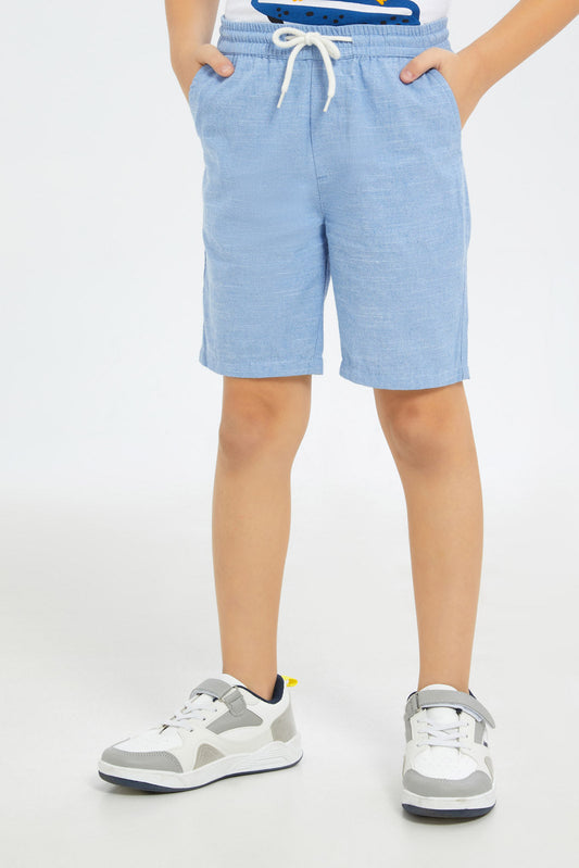 Redtag-Boys-Blue-Cotton-Slub-Pullon-Shorts-BOY-Shorts,-Category:Shorts,-Colour:Blue,-Deals:New-In,-Filter:Boys-(2-to-8-Yrs),-H1:KWR,-H2:BOY,-H3:TRS,-H4:SRT,-New-In-BOY-APL,-Non-Sale,-S23D,-Season:S23D,-Section:Boys-(0-to-14Yrs)-Boys-2 to 8 Years