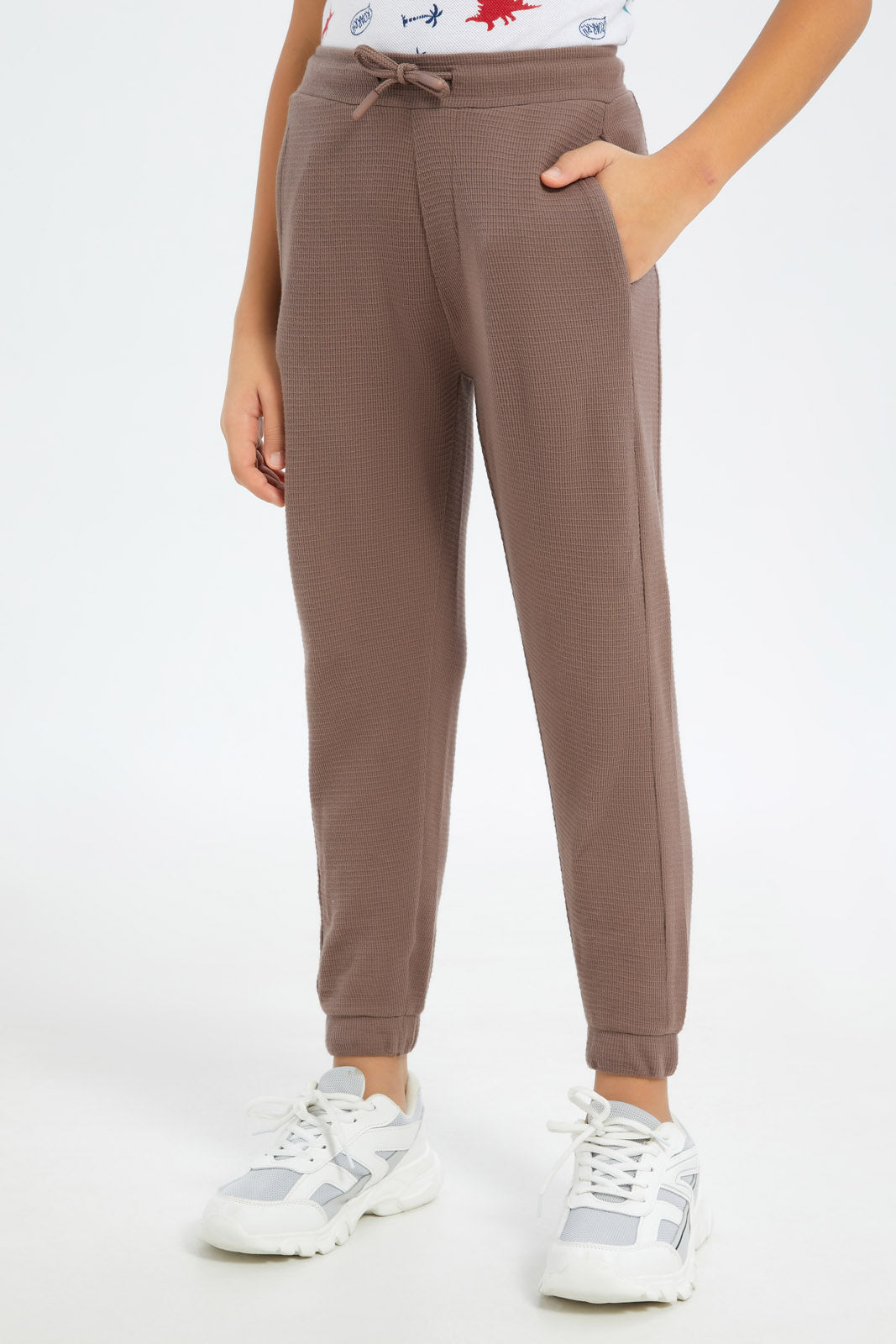 Redtag-Boys-Brown-Waffle-Jogpant-BOY-Joggers,-Category:Joggers,-Colour:Brown,-Deals:New-In,-Filter:Boys-(2-to-8-Yrs),-New-In-BOY-APL,-Non-Sale,-S23C,-Section:Boys-(0-to-14Yrs)-Boys-2 to 8 Years