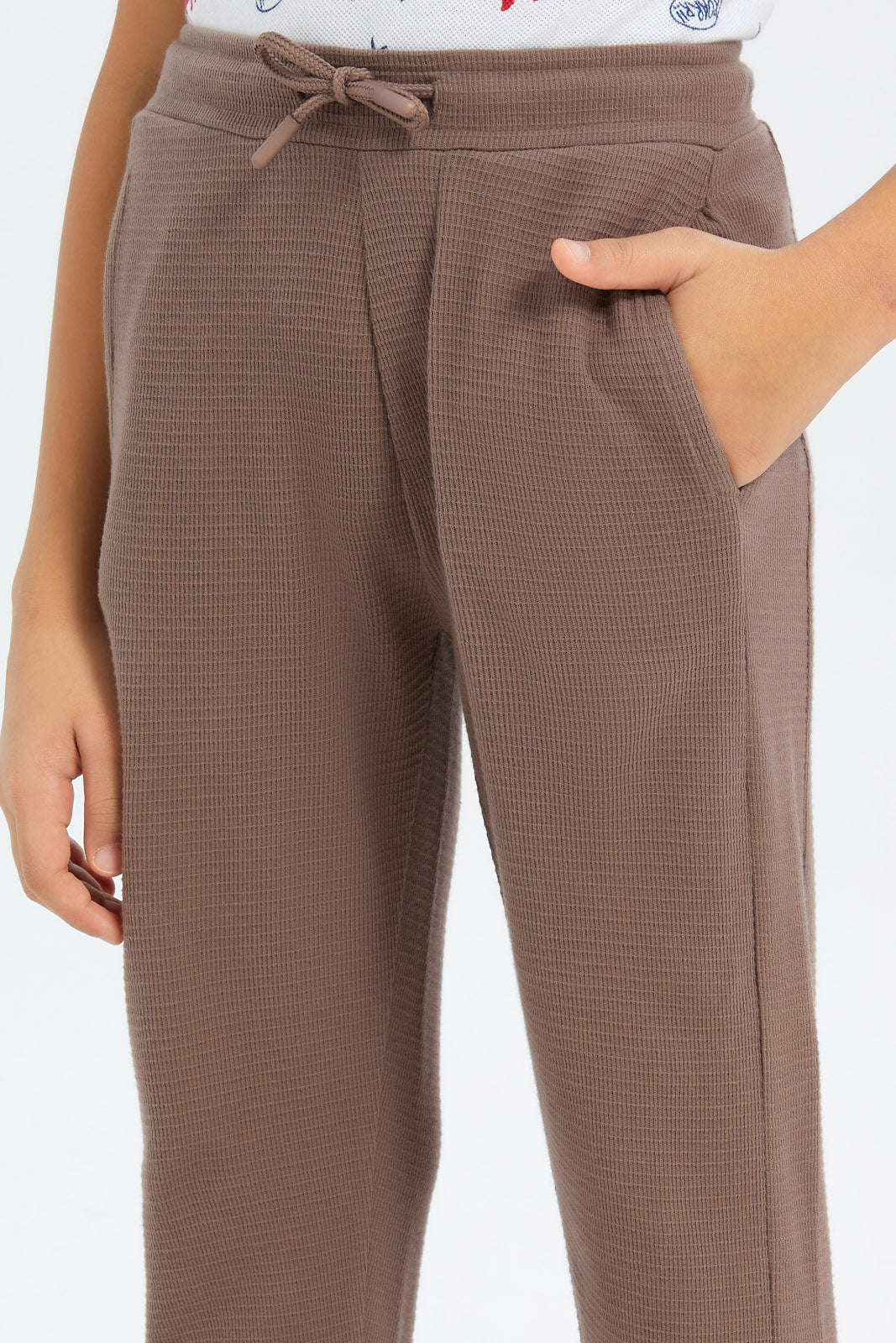 Redtag-Boys-Brown-Waffle-Jogpant-BOY-Joggers,-Category:Joggers,-Colour:Brown,-Deals:New-In,-Filter:Boys-(2-to-8-Yrs),-New-In-BOY-APL,-Non-Sale,-S23C,-Section:Boys-(0-to-14Yrs)-Boys-2 to 8 Years