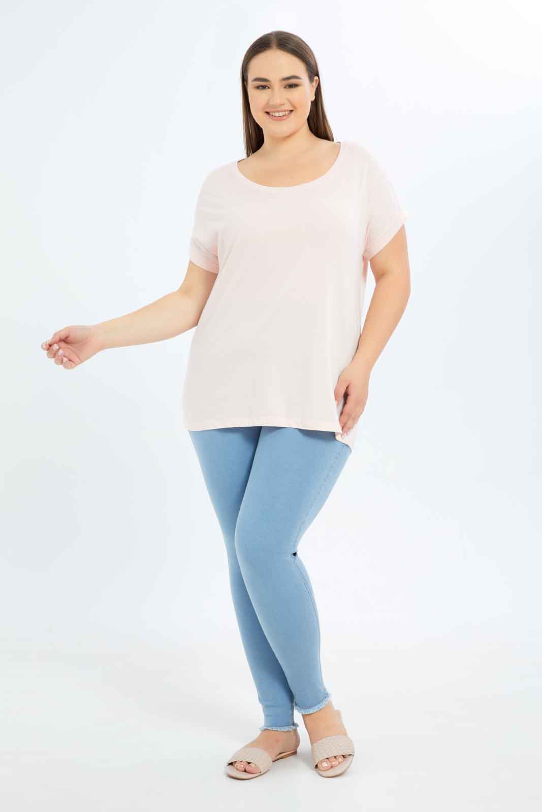 Redtag-Women-Pink-Lace-Detail-Jersey-Top-Category:Tops,-Colour:Apricot,-Deals:New-In,-Filter:Plus-Size,-LDP-Tops,-New-In-LDP-APL,-Non-Sale,-S23B,-Section:Women-Women's-