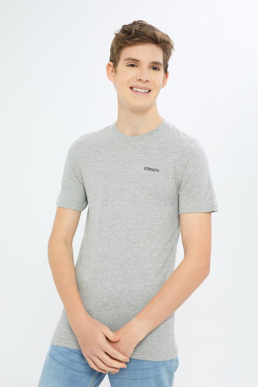 Redtag-Boys-Black-/Grey-Mel-2-Pc-Pack-Short-Sleeve-Tshirt-BSR-T-Shirts,-Category:T-Shirts,-Colour:Assorted,-Deals:New-In,-Event:STRATEGY,-Filter:Senior-Boys-(8-to-14-Yrs),-H1:KWR,-H2:BSR,-H3:TSH,-H4:TSH,-New-In-BSR-APL,-Non-Sale,-Packs,-Promo:STRATEGY,-S23C,-Season:S23C,-Section:Boys-(0-to-14Yrs),-Set:Set-of-2-Senior-Boys-9 to 14 Years