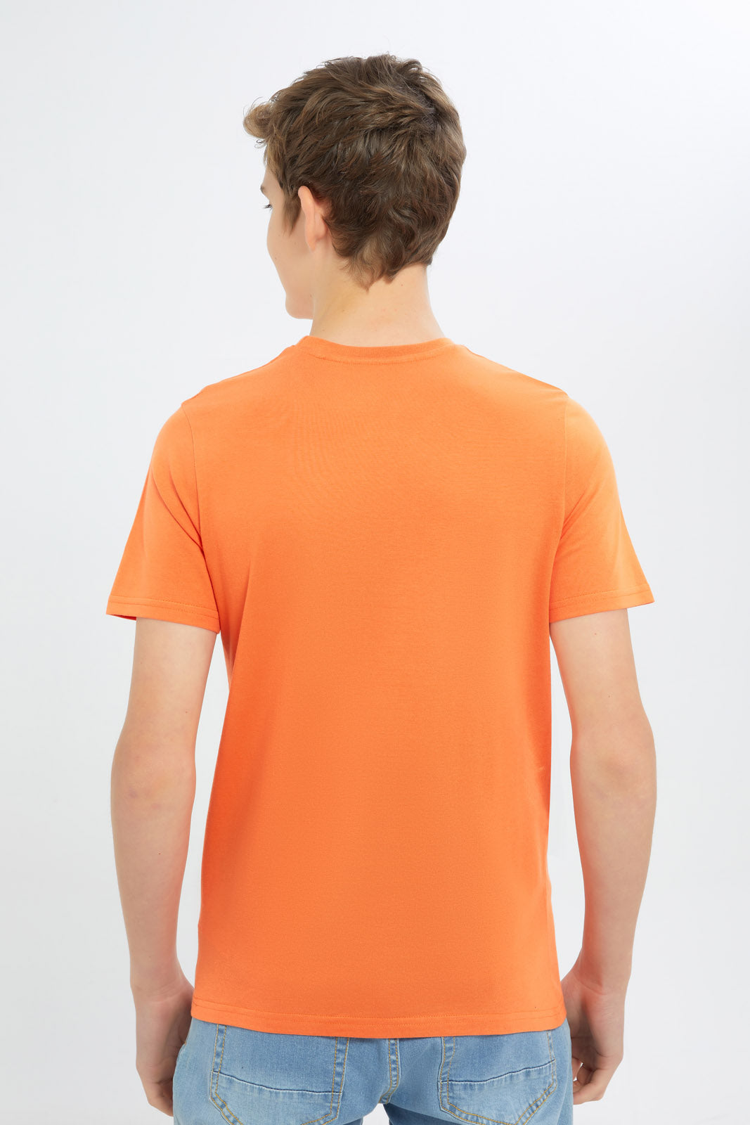 Redtag-Boys-White/Orange-2-Pc-Pack-Short-Sleeve-Tshirt-BSR-T-Shirts,-Category:T-Shirts,-Colour:Assorted,-Deals:New-In,-Event:STRATEGY,-Filter:Senior-Boys-(8-to-14-Yrs),-H1:KWR,-H2:BSR,-H3:TSH,-H4:TSH,-New-In-BSR-APL,-Non-Sale,-Packs,-Promo:STRATEGY,-S23C,-Season:S23C,-Section:Boys-(0-to-14Yrs),-Set:Set-of-2-Senior-Boys-9 to 14 Years