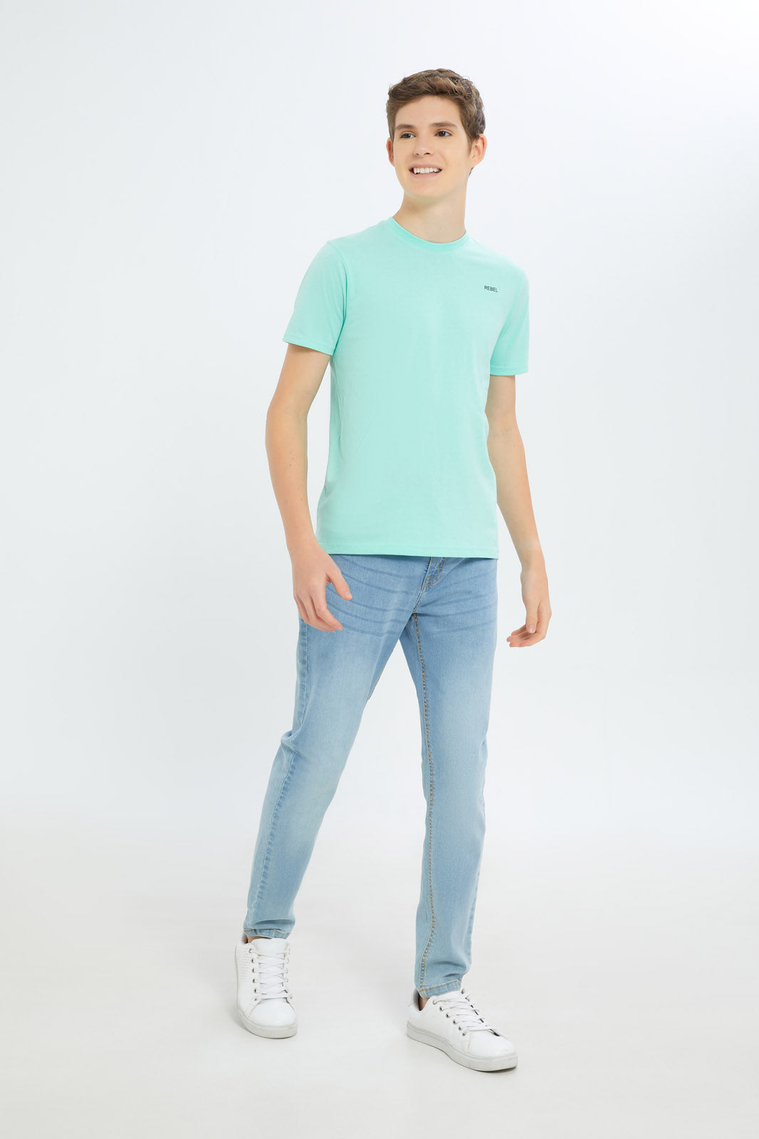 Redtag-Boys-Charcoal-Mel/Mint-2-Pc-Pack-Short-Sleeve-Tshirt-BSR-T-Shirts,-Category:T-Shirts,-Colour:Assorted,-Deals:New-In,-Event:STRATEGY,-Filter:Senior-Boys-(8-to-14-Yrs),-H1:KWR,-H2:BSR,-H3:TSH,-H4:TSH,-New-In-BSR-APL,-Non-Sale,-Packs,-Promo:STRATEGY,-S23C,-Season:S23C,-Section:Boys-(0-to-14Yrs),-Set:Set-of-2-Senior-Boys-9 to 14 Years