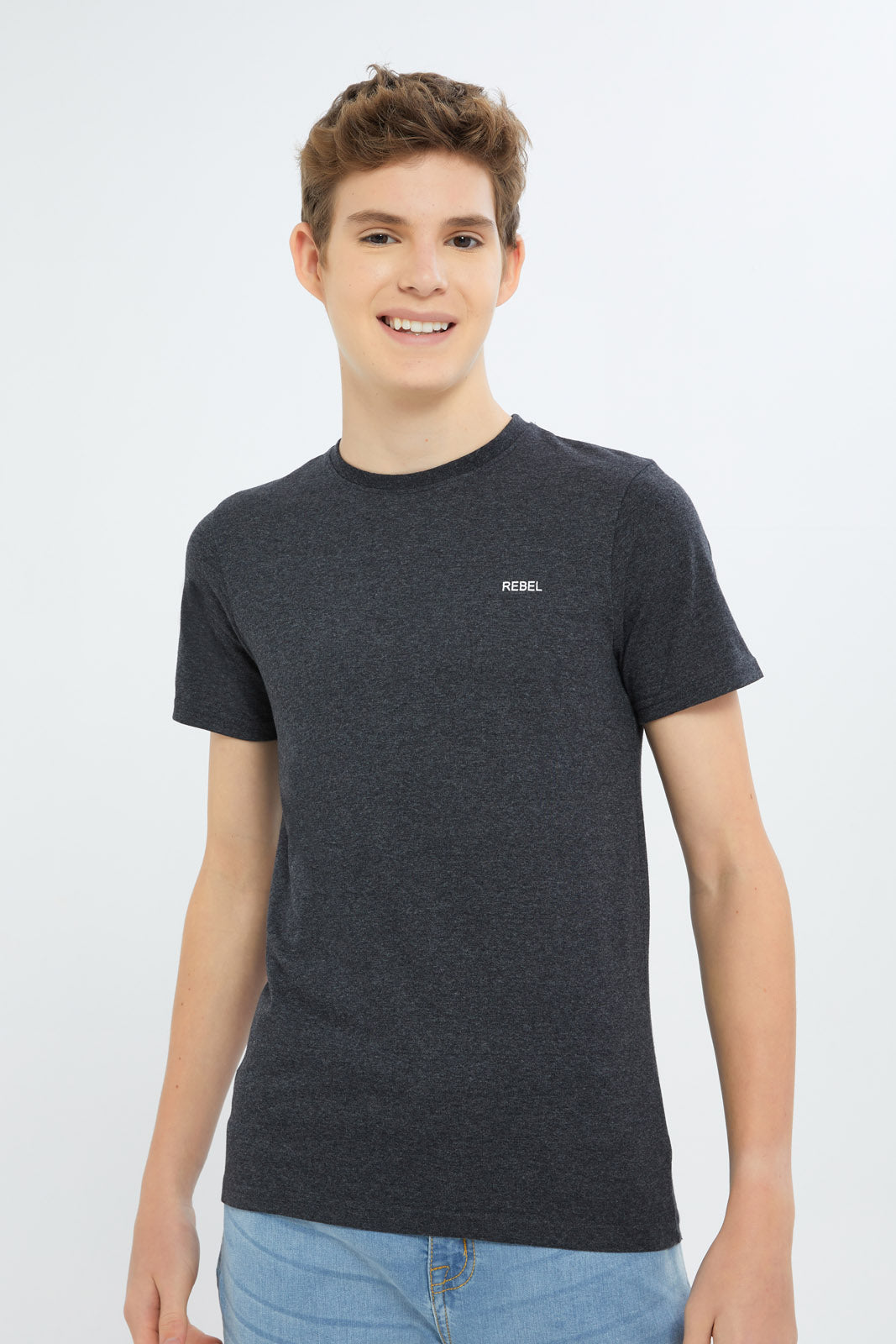 Redtag-Boys-Charcoal-Mel/Mint-2-Pc-Pack-Short-Sleeve-Tshirt-BSR-T-Shirts,-Category:T-Shirts,-Colour:Assorted,-Deals:New-In,-Event:STRATEGY,-Filter:Senior-Boys-(8-to-14-Yrs),-H1:KWR,-H2:BSR,-H3:TSH,-H4:TSH,-New-In-BSR-APL,-Non-Sale,-Packs,-Promo:STRATEGY,-S23C,-Season:S23C,-Section:Boys-(0-to-14Yrs),-Set:Set-of-2-Senior-Boys-9 to 14 Years