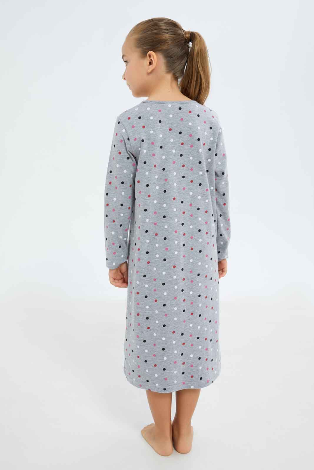 Redtag-Girls-Grey-All-Over-Print-Bunny-Night-Shirt-Category:Nightshirts,-Colour:Grey,-Deals:New-In,-Filter:Girls-(2-to-8-Yrs),-GIR-Nightshirts,-New-In-GIR-APL,-Non-Sale,-S23A,-Section:Girls-(0-to-14Yrs)-Girls-2 to 8 Years