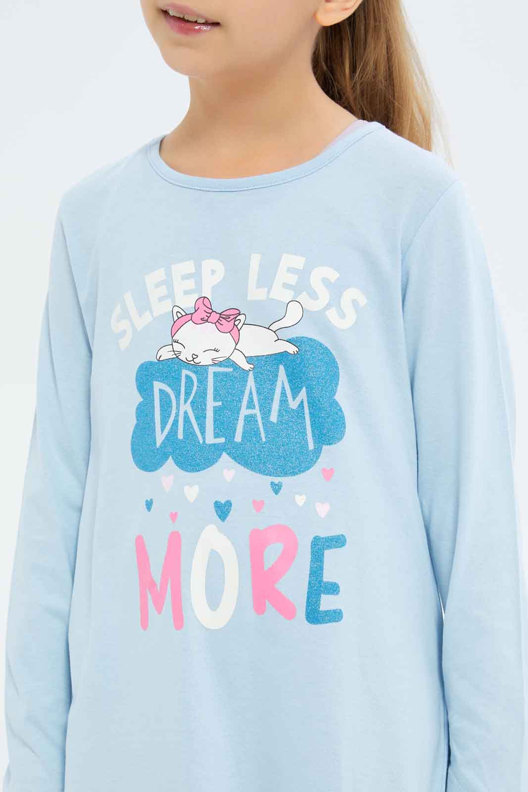 Redtag-Girls-Blue-Sleepless-Night-Shirt-Category:Nightshirts,-Colour:Blue,-Deals:New-In,-Filter:Girls-(2-to-8-Yrs),-GIR-Nightshirts,-New-In-GIR-APL,-Non-Sale,-S23A,-Section:Girls-(0-to-14Yrs)-Girls-2 to 8 Years