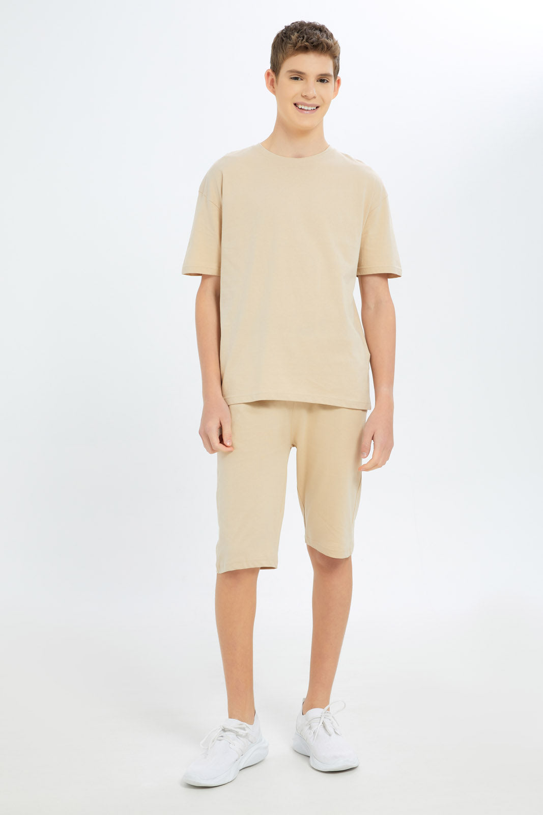 Redtag-Boys-Beige-Oversize-Basic-Set-BSR-Casual-Sets,-Category:Casual-Sets,-Colour:Beige,-Deals:New-In,-Filter:Senior-Boys-(8-to-14-Yrs),-New-In-BSR-APL,-Non-Sale,-S23B,-Section:Boys-(0-to-14Yrs),-VLM--
