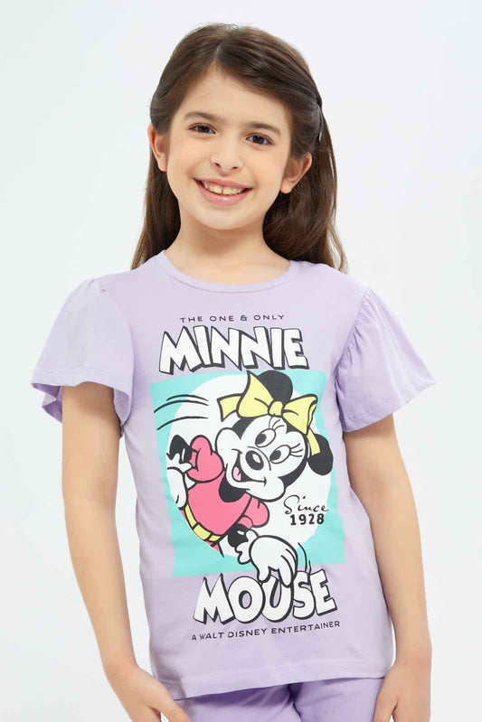 Redtag-Girls-Lilac-Minnie-Mouse-Tshirt-Category:T-Shirts,-CHA,-Colour:Lilac,-Deals:New-In,-Filter:Girls-(2-to-8-Yrs),-GIR-T-Shirts,-New-In-GIR-APL,-Non-Sale,-S23B,-Section:Girls-(0-to-14Yrs),-TBL-Girls-2 to 8 Years