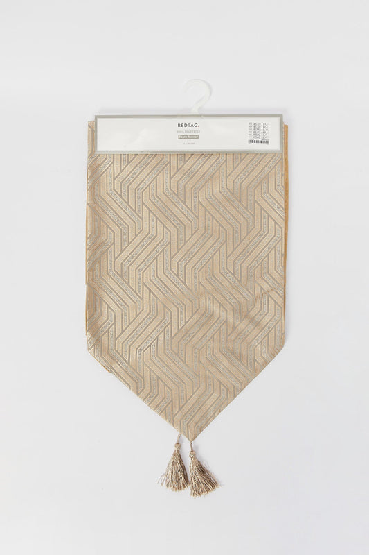 Redtag-Gold-Jacquard-Table-Runner-Category:Table-Linen,-Colour:Gold,-Deals:New-In,-Filter:Home-Dining,-H1:HMW,-H2:DIN,-H3:KIS,-H4:TLN,-HMW-DIN-Kitchen-Accessories,-New-In-HMW-DIN,-Non-Sale,-S23B,-Season:S23B,-Section:Homewares-Home-Dining-