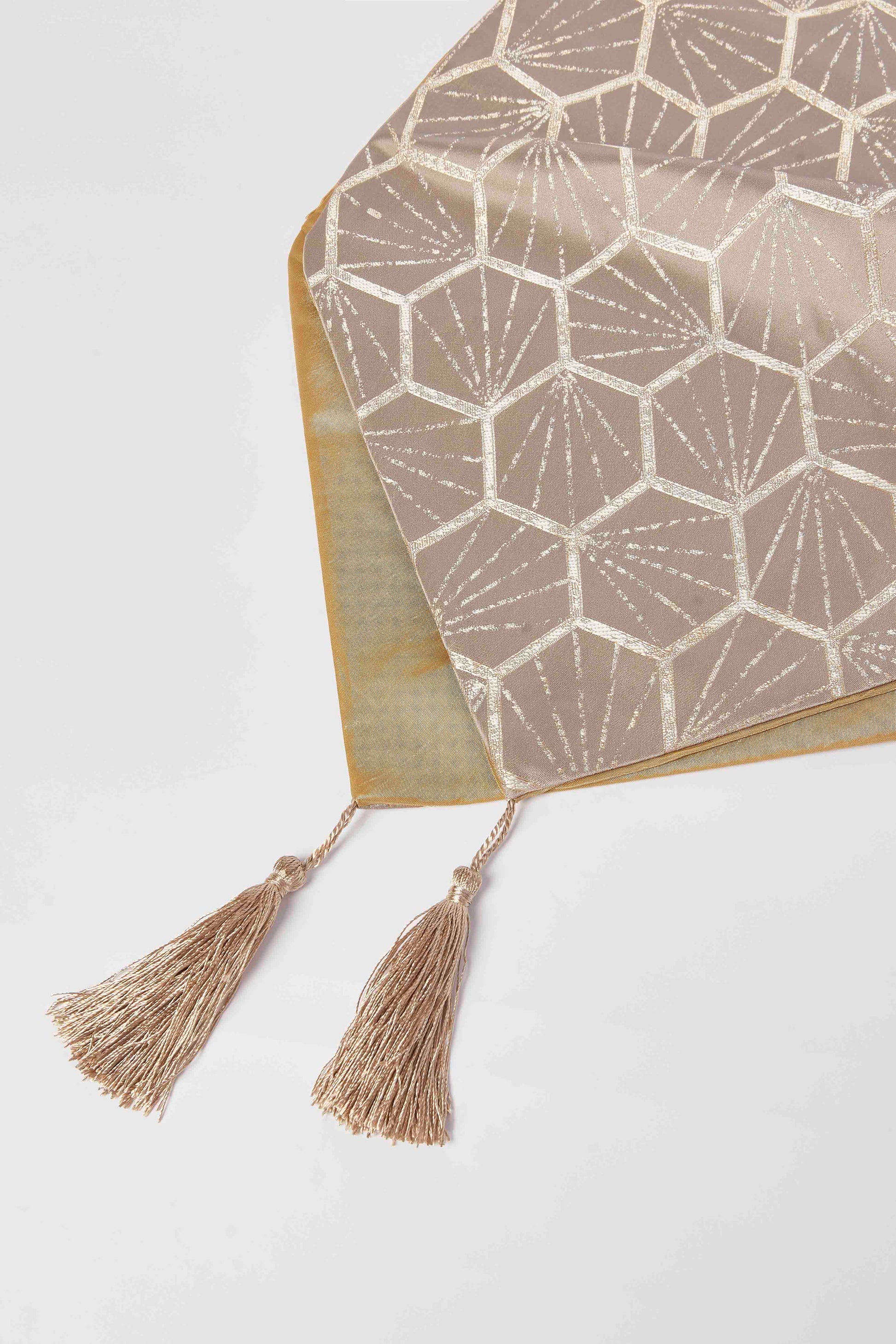 Redtag-Gold-Jacquard-Table-Runner-Category:Table-Linen,-Colour:Gold,-Deals:New-In,-Filter:Home-Dining,-HMW-DIN-Kitchen-Accessories,-New-In-HMW-DIN,-Non-Sale,-S23A,-Section:Homewares-Home-Dining-