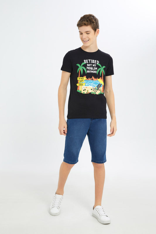 Redtag-Boys-Black-Retired-Not-My-Problem-Anymore-Graphic-Tee-BSR-T-Shirts,-Category:T-Shirts,-Colour:Black,-Deals:New-In,-Filter:Senior-Boys-(8-to-14-Yrs),-H1:KWR,-H2:BSR,-H3:TSH,-H4:TSH,-New-In-BSR-APL,-Non-Sale,-Promo:TBL,-S23C,-Season:S23C,-Section:Boys-(0-to-14Yrs),-TBL-Senior-Boys-9 to 14 Years