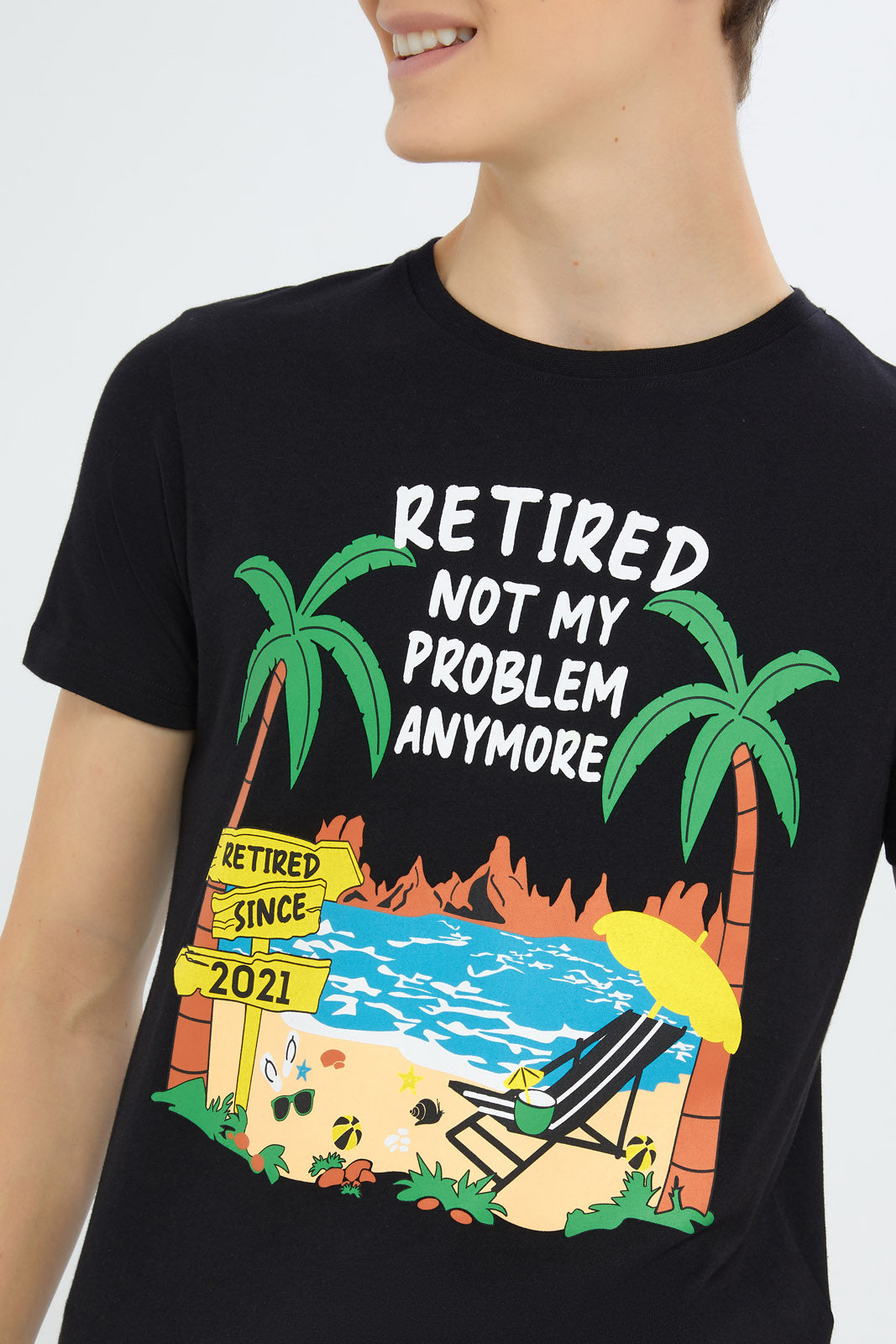 Redtag-Boys-Black-Retired-Not-My-Problem-Anymore-Graphic-Tee-BSR-T-Shirts,-Category:T-Shirts,-Colour:Black,-Deals:New-In,-Filter:Senior-Boys-(8-to-14-Yrs),-H1:KWR,-H2:BSR,-H3:TSH,-H4:TSH,-New-In-BSR-APL,-Non-Sale,-Promo:TBL,-S23C,-Season:S23C,-Section:Boys-(0-to-14Yrs),-TBL-Senior-Boys-9 to 14 Years