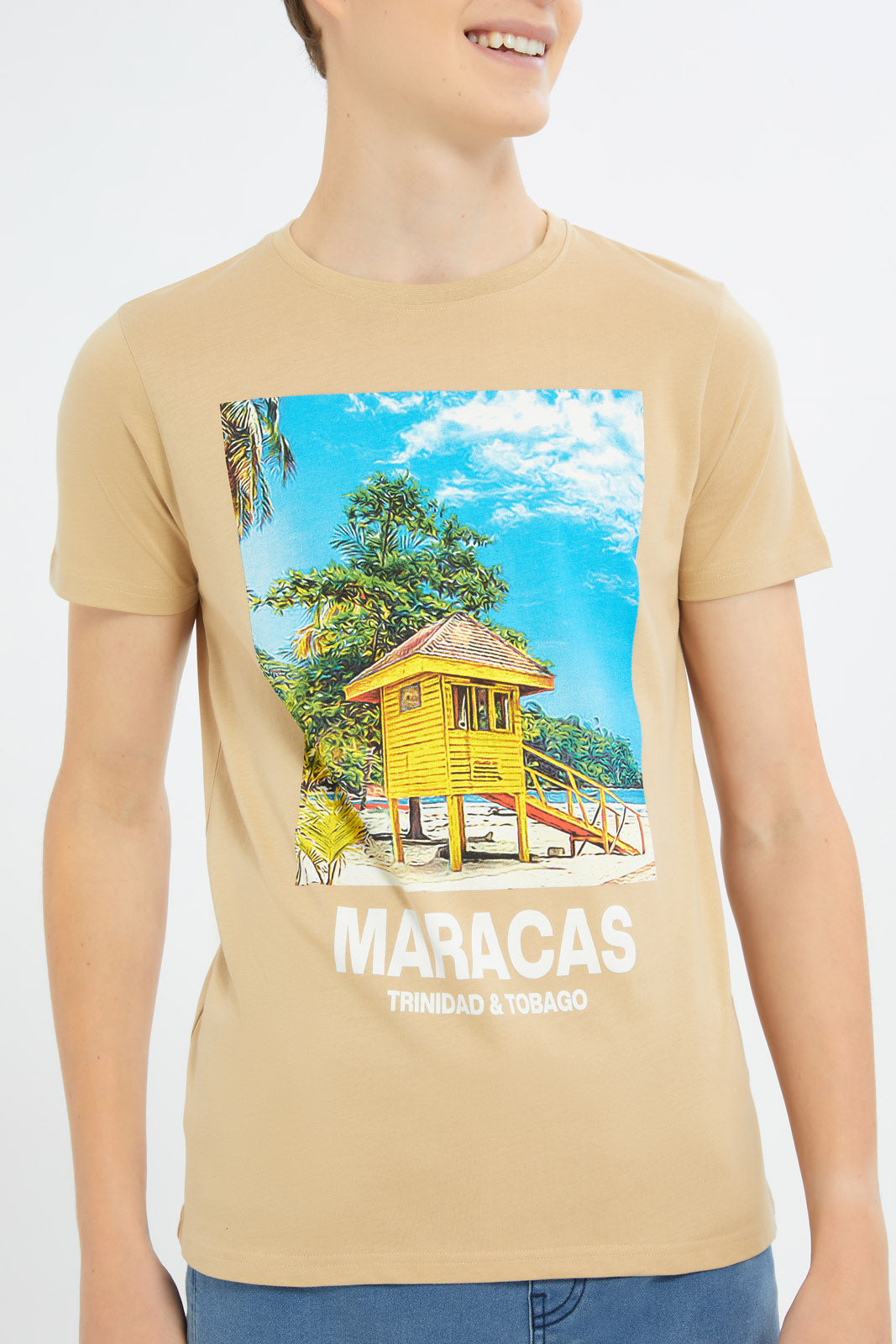 Redtag-Boys-Beige-Maracas-Graphic-Tee-BSR-T-Shirts,-Category:T-Shirts,-Colour:Beige,-Deals:New-In,-Filter:Senior-Boys-(8-to-14-Yrs),-H1:KWR,-H2:BSR,-H3:TSH,-H4:TSH,-New-In-BSR-APL,-Non-Sale,-Promo:TBL,-S23C,-Season:S23C,-Section:Boys-(0-to-14Yrs),-TBL-Senior-Boys-9 to 14 Years