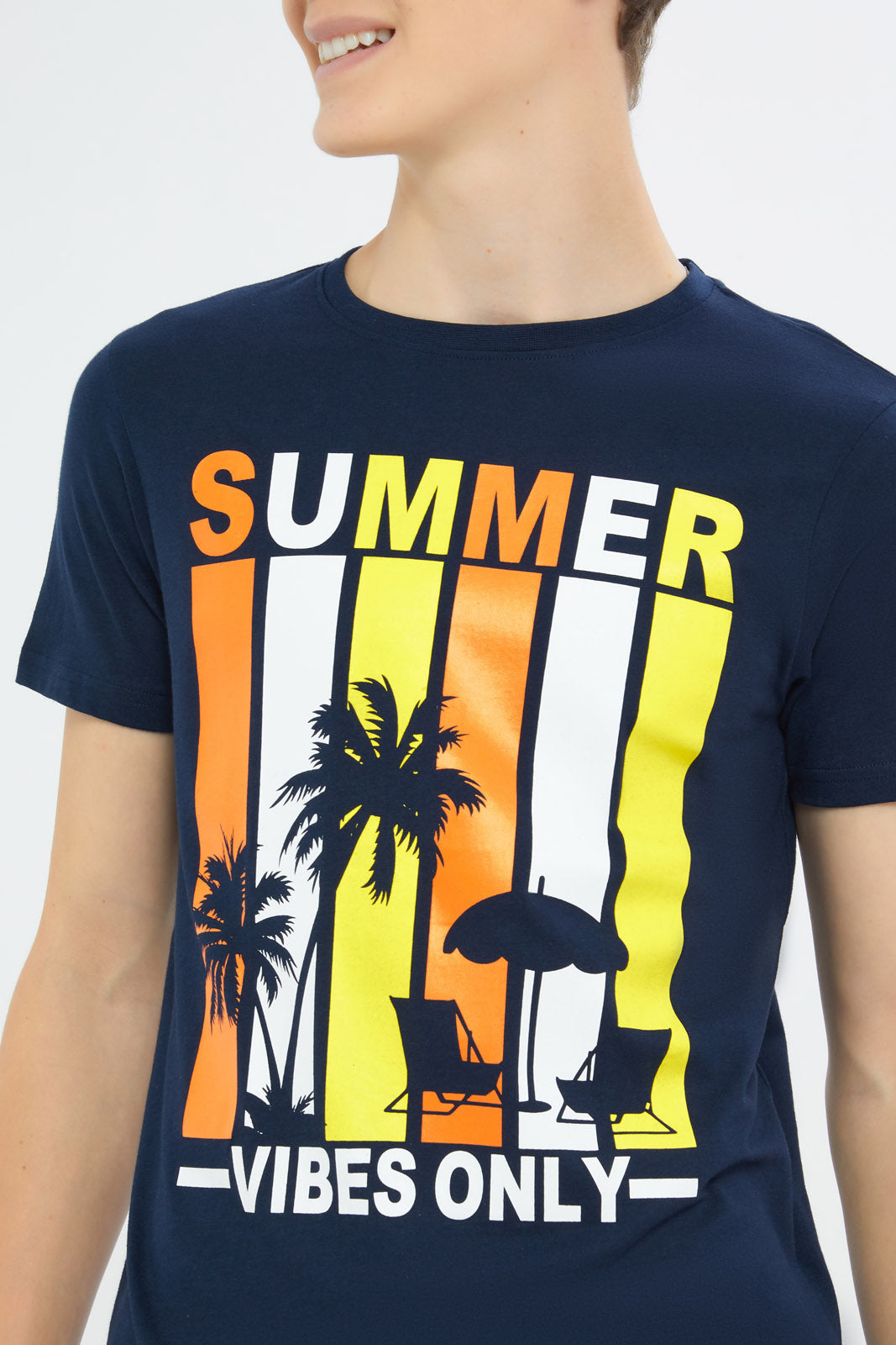 Redtag-Boys-Navy-Summer-Vibes-Graphic-Tee-BSR-T-Shirts,-Category:T-Shirts,-Colour:Navy,-Deals:New-In,-Filter:Senior-Boys-(8-to-14-Yrs),-H1:KWR,-H2:BSR,-H3:TSH,-H4:TSH,-New-In-BSR-APL,-Non-Sale,-Promo:TBL,-S23C,-Season:S23C,-Section:Boys-(0-to-14Yrs),-TBL-Senior-Boys-9 to 14 Years