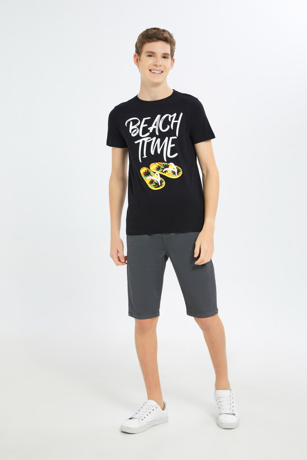 Redtag-Boys-Black-Beach-Time-Graphic-Tee-BSR-T-Shirts,-Category:T-Shirts,-Colour:Black,-Deals:New-In,-Filter:Senior-Boys-(8-to-14-Yrs),-H1:KWR,-H2:BSR,-H3:TSH,-H4:TSH,-New-In-BSR-APL,-Non-Sale,-Promo:TBL,-S23C,-Season:S23C,-Section:Boys-(0-to-14Yrs),-TBL-Senior-Boys-9 to 14 Years