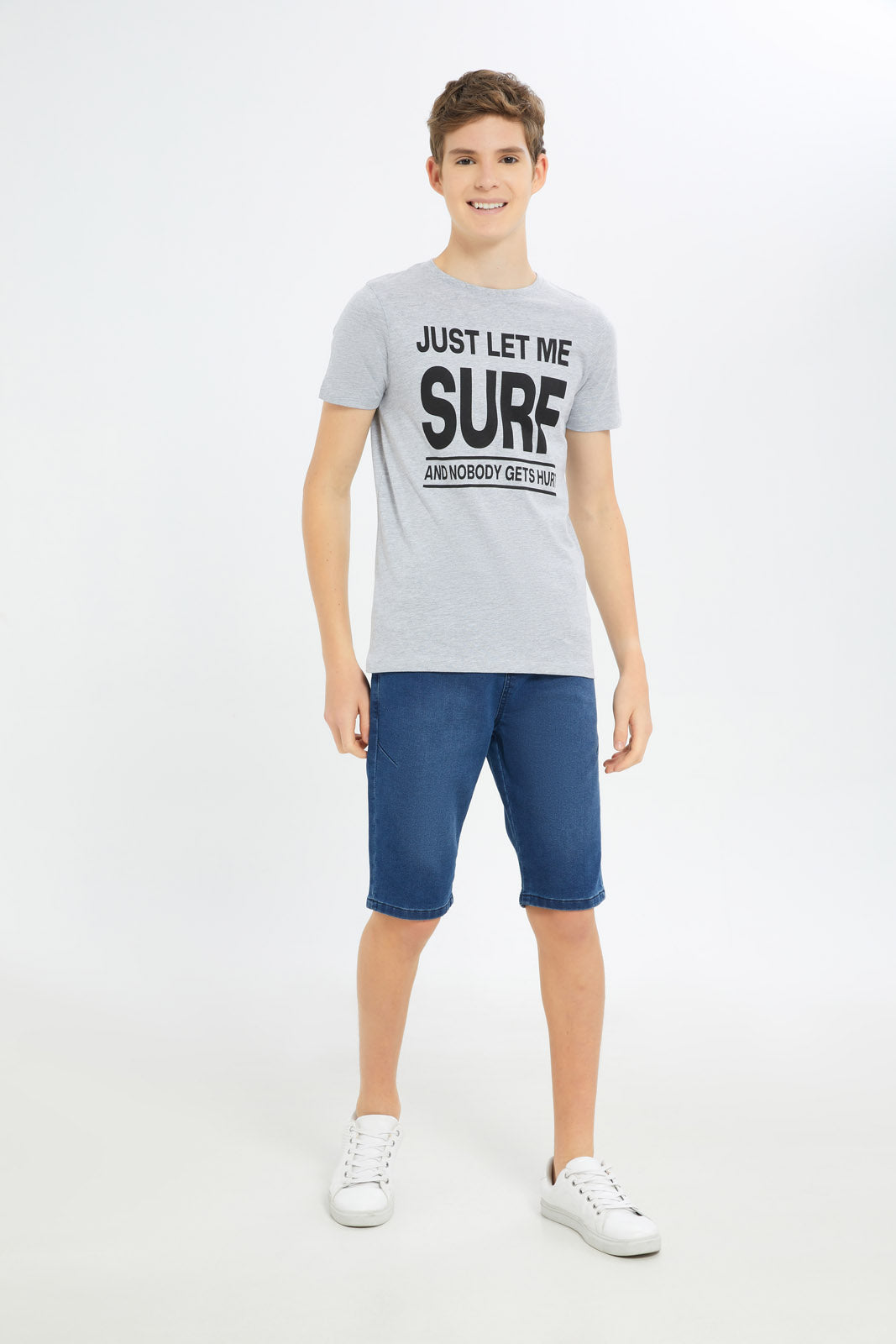 Redtag-Boys-Grey-Mel-Let-Me-Surf-Graphic-Tee-BSR-T-Shirts,-Category:T-Shirts,-Colour:Grey,-Deals:New-In,-Filter:Senior-Boys-(8-to-14-Yrs),-H1:KWR,-H2:BSR,-H3:TSH,-H4:TSH,-New-In-BSR-APL,-Non-Sale,-Promo:TBL,-S23C,-Season:S23C,-Section:Boys-(0-to-14Yrs),-TBL-Senior-Boys-9 to 14 Years