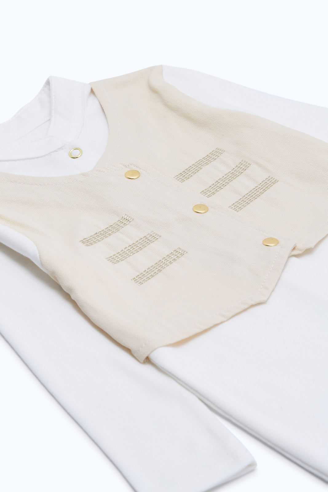 Redtag-Boys-White-Waistcoat-Sleepuit-Boy-Category:Sleepsuits,-Colour:White,-Deals:New-In,-Event:,-Filter:Baby-(0-to-12-Mths),-H1:KWR,-H2:NBF,-H3:NWR,-H4:SST,-NBB-Sleepsuits,-New-In-NBB-APL,-Non-Sale,-Promo:,-RMD,-S23C,-Season:S23C,-Section:Boys-(0-to-14Yrs)-Baby-0 to 12 Months