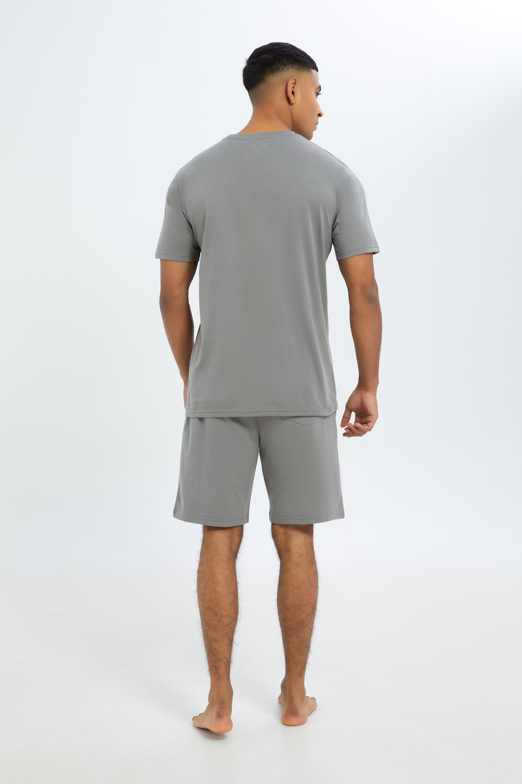 Redtag-Men-Grey-T-Shirt-&-Short-Pyjama-Shirt-Category:Pyjama-Sets,-Colour:Charcoal,-Deals:New-In,-Filter:Men's-Clothing,-H1:MWR,-H2:GEN,-H3:NWR,-H4:PJS,-Men-Pyjama-Sets,-New-In-Men-APL,-Non-Sale,-S23C,-Season:S23C,-Section:Men-Men's-