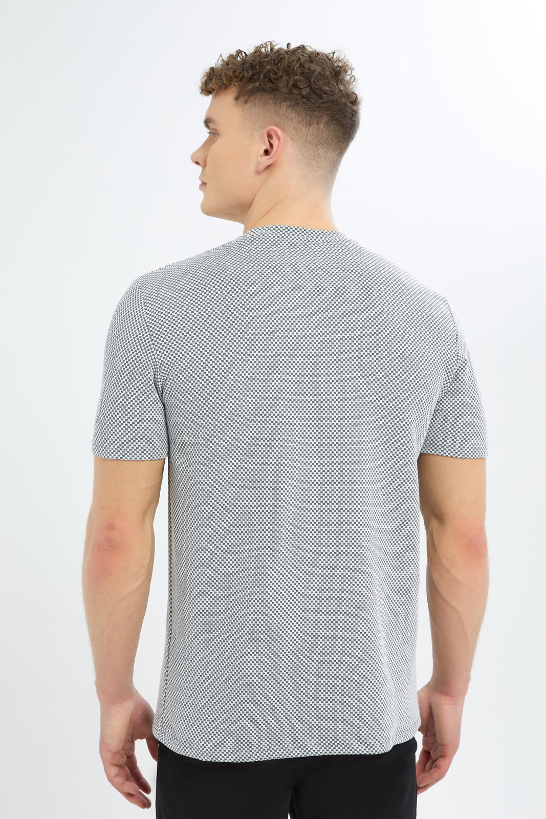 Redtag-Men-Grey-Jacquard-T-Shirt-With-Emb-Category:T-Shirts,-Colour:Grey,-Deals:New-In,-Filter:Men's-Clothing,-Men-T-Shirts,-New-In-Men-APL,-Non-Sale,-S23C,-Section:Men-Men's-