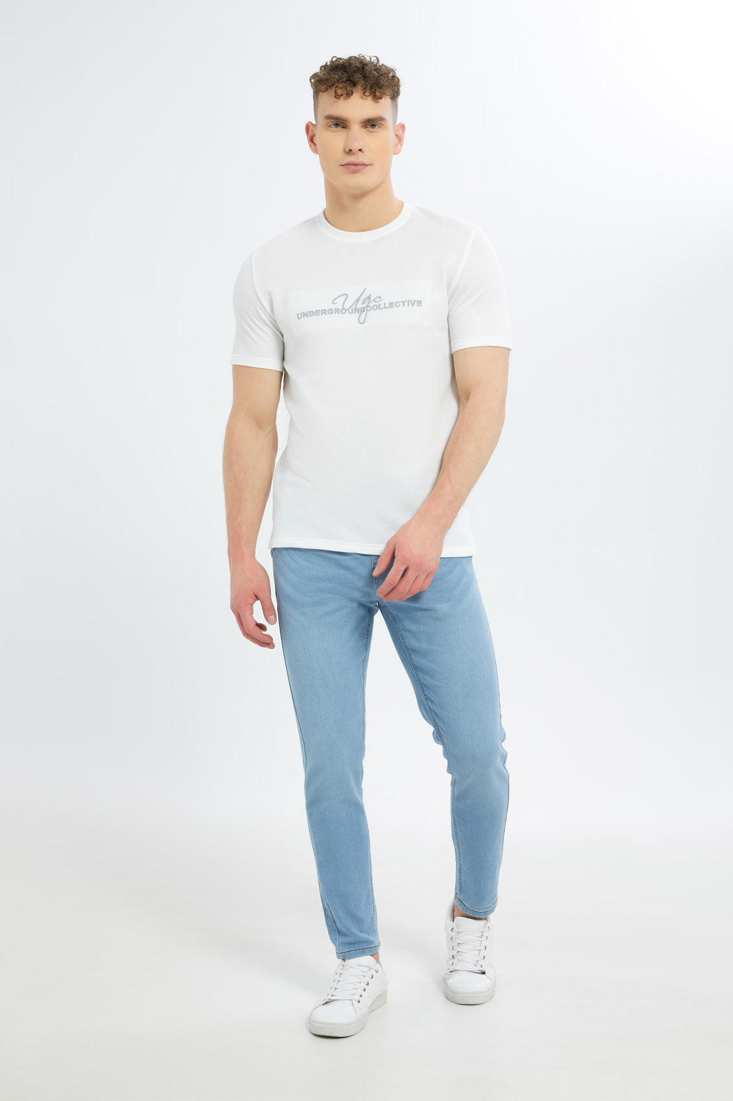 Redtag-Men-White-Jacquard-T-Shirt-With-Emb-Category:T-Shirts,-Colour:White,-Deals:New-In,-Filter:Men's-Clothing,-Men-T-Shirts,-New-In-Men-APL,-Non-Sale,-S23C,-Section:Men-Men's-