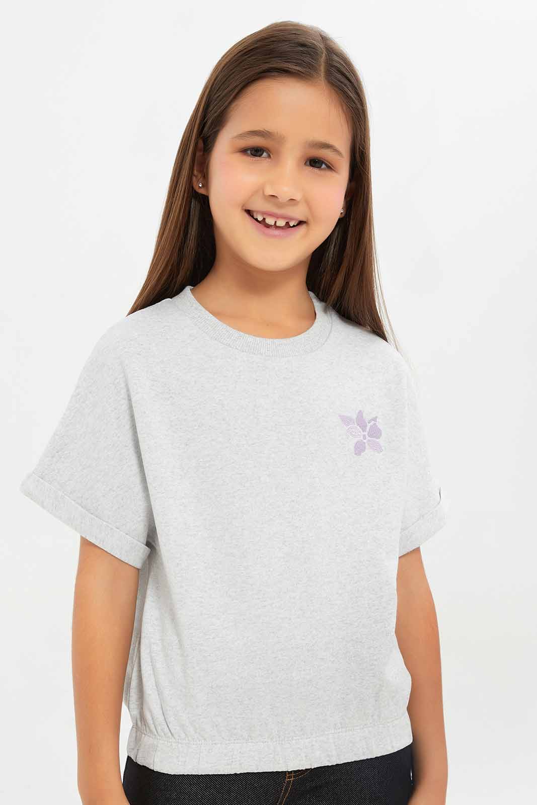 Redtag-Girls-Grey-Oversize-Terry-Tshirt-Category:T-Shirts,-Colour:Grey,-Deals:New-In,-Filter:Girls-(2-to-8-Yrs),-GIR-T-Shirts,-New-In-GIR-APL,-Non-Sale,-S23B,-Section:Girls-(0-to-14Yrs)-Girls-2 to 8 Years