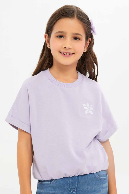 Redtag-Girls-Lilac-Oversize-Terry-Tshirt-Category:T-Shirts,-Colour:Lilac,-Deals:New-In,-Filter:Girls-(2-to-8-Yrs),-GIR-T-Shirts,-New-In-GIR-APL,-Non-Sale,-S23B,-Section:Girls-(0-to-14Yrs)-Girls-2 to 8 Years