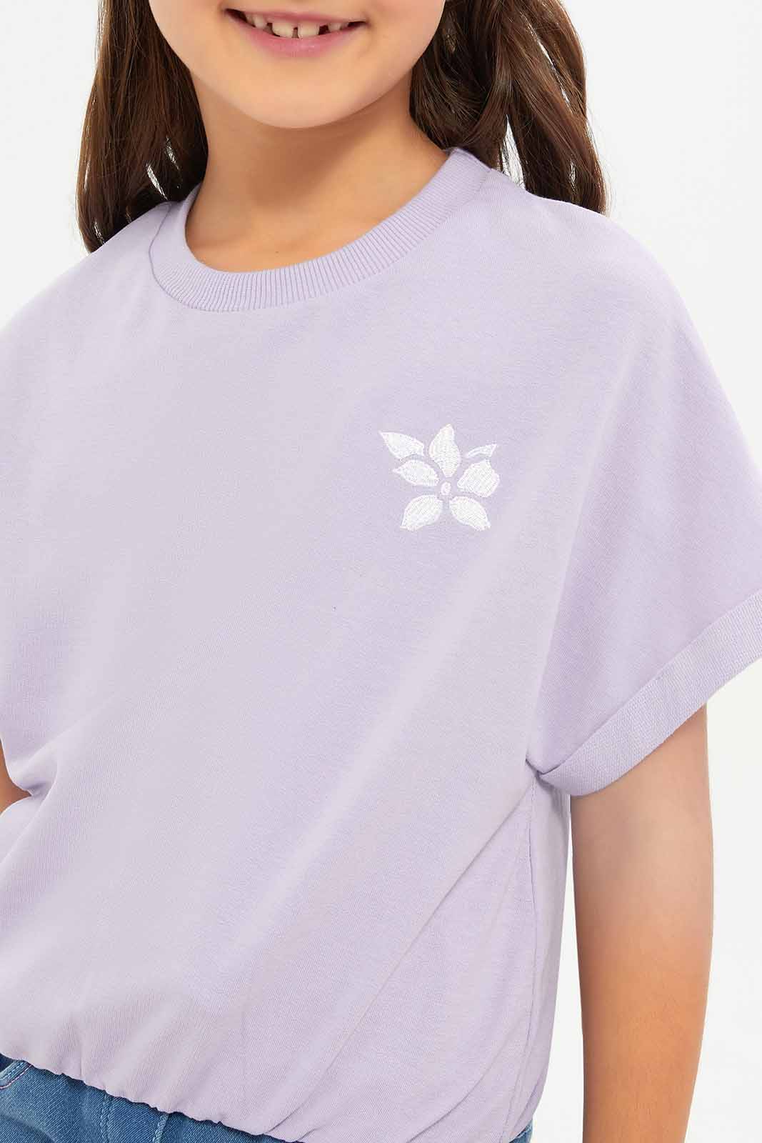 Redtag-Girls-Lilac-Oversize-Terry-Tshirt-Category:T-Shirts,-Colour:Lilac,-Deals:New-In,-Filter:Girls-(2-to-8-Yrs),-GIR-T-Shirts,-New-In-GIR-APL,-Non-Sale,-S23B,-Section:Girls-(0-to-14Yrs)-Girls-2 to 8 Years