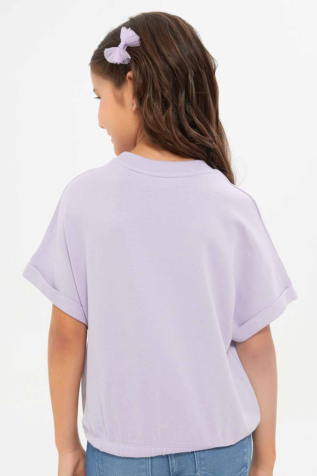 Redtag-Girls-Lilac-Oversize-Terry-Tshirt-Category:T-Shirts,-Colour:Lilac,-Deals:New-In,-Filter:Girls-(2-to-8-Yrs),-GIR-T-Shirts,-New-In-GIR-APL,-Non-Sale,-S23B,-Section:Girls-(0-to-14Yrs)-Girls-2 to 8 Years