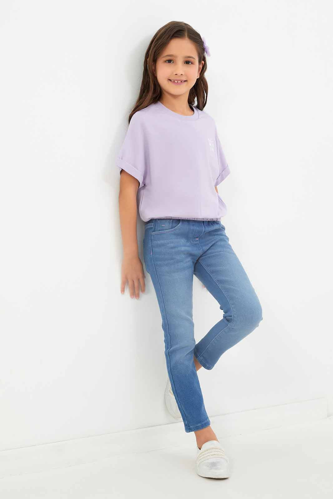 Redtag-Girls-Lilac-Oversize-Terry-Tshirt-Category:T-Shirts,-Colour:Lilac,-Deals:New-In,-Filter:Girls-(2-to-8-Yrs),-GIR-T-Shirts,-New-In-GIR-APL,-Non-Sale,-S23B,-Section:Girls-(0-to-14Yrs)-Girls-2 to 8 Years