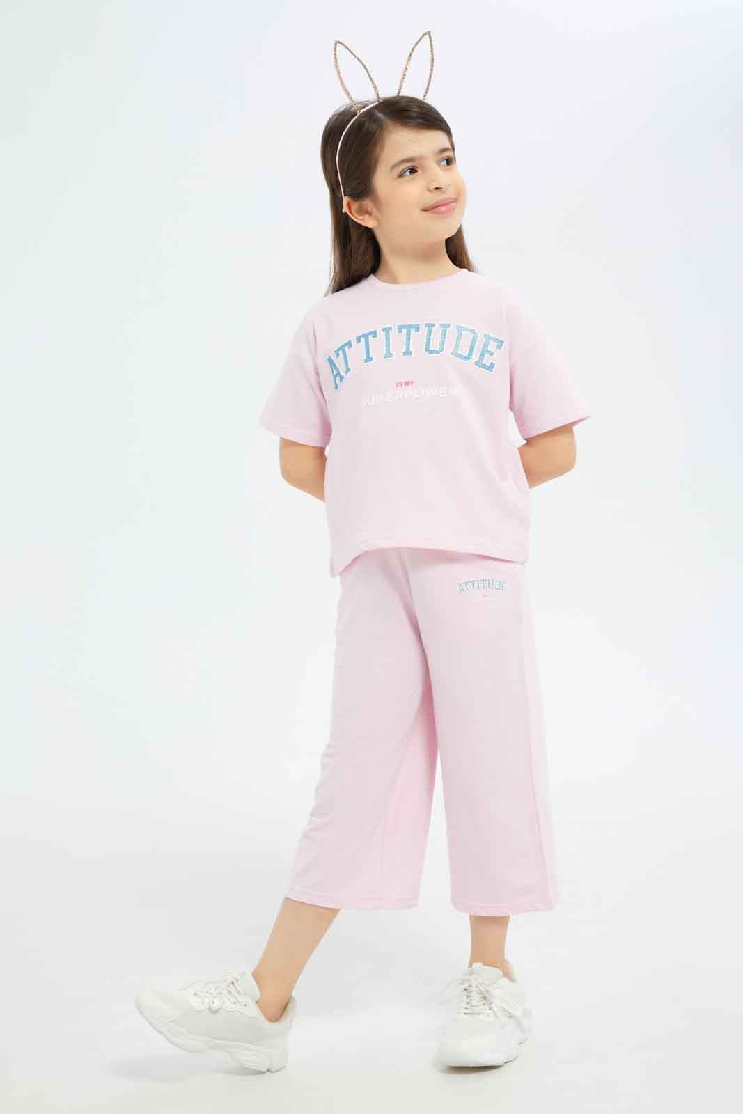 Redtag-Girls-Pink-Cropped-Tshirt-Category:T-Shirts,-Colour:Apricot,-Deals:New-In,-Filter:Girls-(2-to-8-Yrs),-GIR-T-Shirts,-New-In-GIR-APL,-Non-Sale,-S23B,-Section:Girls-(0-to-14Yrs)-Girls-2 to 8 Years