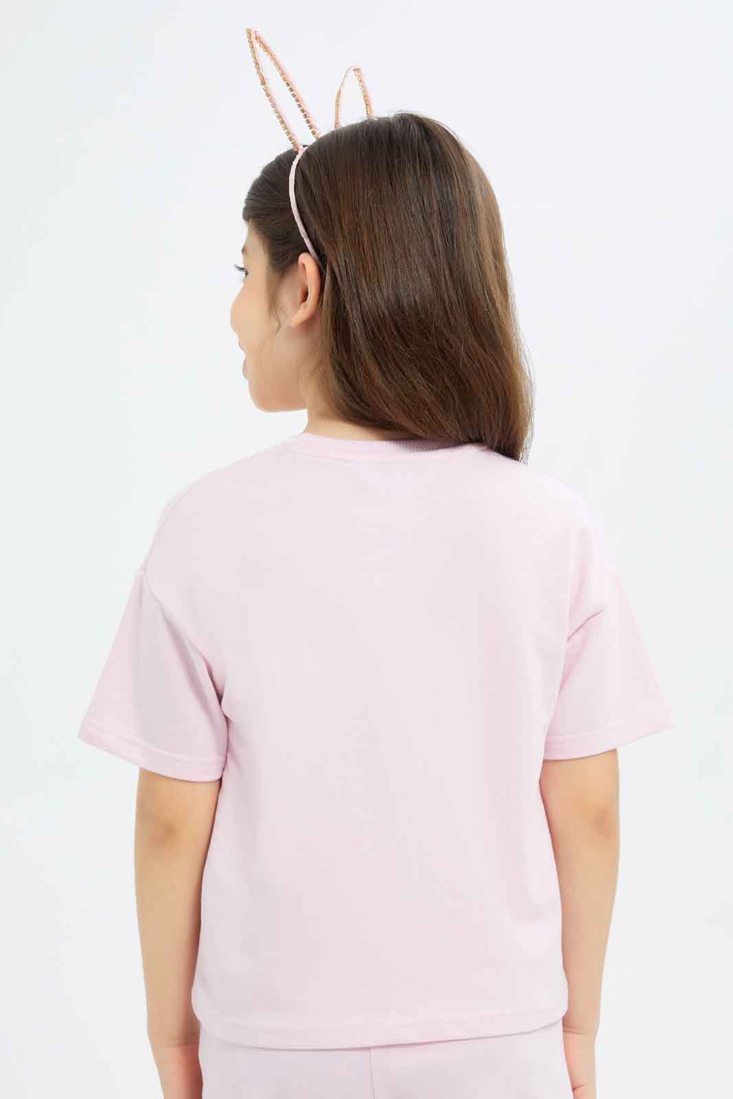 Redtag-Girls-Pink-Cropped-Tshirt-Category:T-Shirts,-Colour:Apricot,-Deals:New-In,-Filter:Girls-(2-to-8-Yrs),-GIR-T-Shirts,-New-In-GIR-APL,-Non-Sale,-S23B,-Section:Girls-(0-to-14Yrs)-Girls-2 to 8 Years