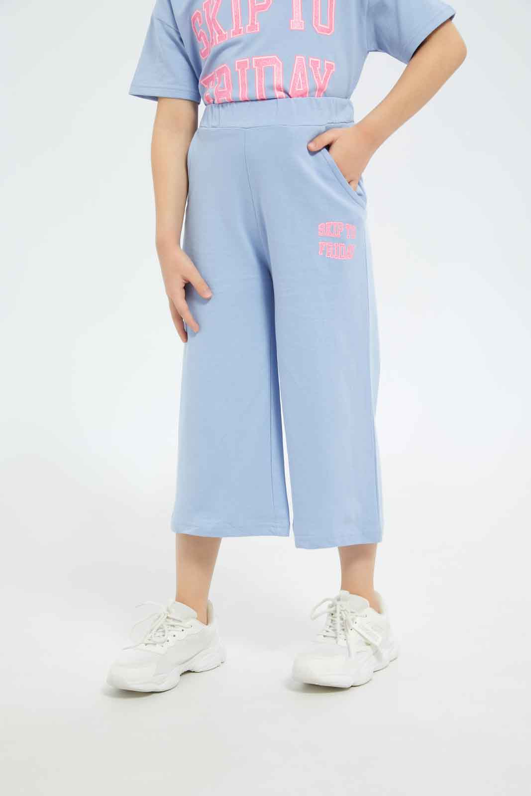 Redtag-Girls-Blue-Cullotes-Track-Pants-Category:Joggers,-Colour:Blue,-Deals:New-In,-Filter:Girls-(2-to-8-Yrs),-GIR-Joggers,-New-In-GIR-APL,-Non-Sale,-S23B,-Section:Girls-(0-to-14Yrs)-Girls-2 to 8 Years