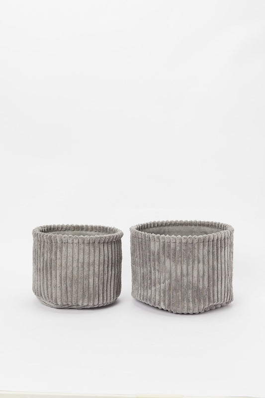 Redtag-Grey-Round-Storage-Basket-(2-Piece-Set)-Category:Bathroom-Accessories,-Colour:Grey,-Deals:New-In,-Filter:Home-Bathroom,-H1:HMW,-H2:BAC,-H3:BCE,-H4:BAC,-HMW-BAC-Bath-Accessories,-New-In-HMW-BAC,-Non-Sale,-S23B,-Season:S23B,-Section:Homewares,-Set:Set-of-2,-Style:STORAGE-BOX-Home-Bathroom-