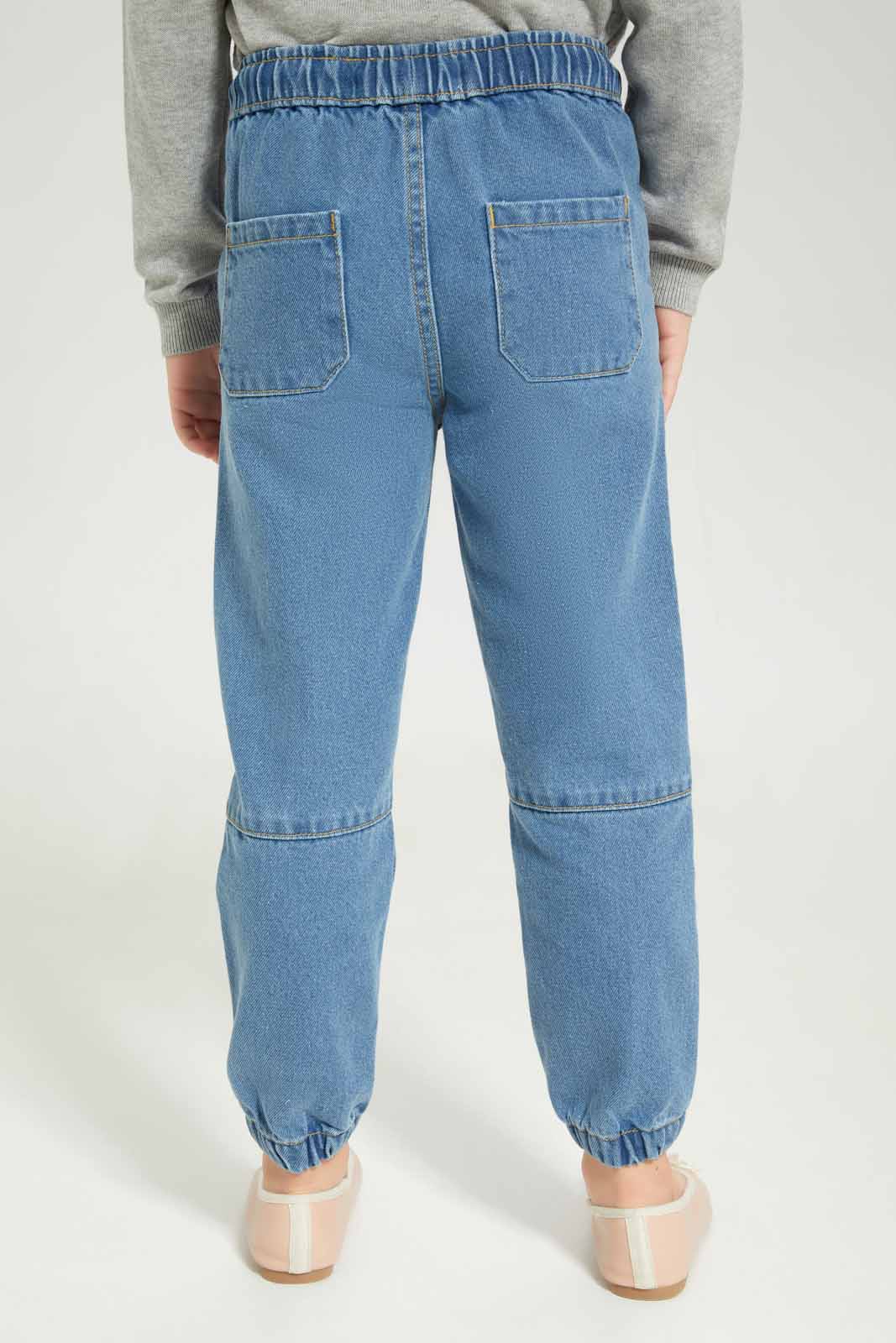 Redtag-Girls-Medium-Wash-Floral-Pull-On-Jeggings-Category:Jeggings,-Colour:Blue,-Deals:New-In,-Filter:Girls-(2-to-8-Yrs),-GIR-Jeggings,-New-In-GIR-APL,-Non-Sale,-S23A,-Section:Girls-(0-to-14Yrs)-Girls-2 to 8 Years