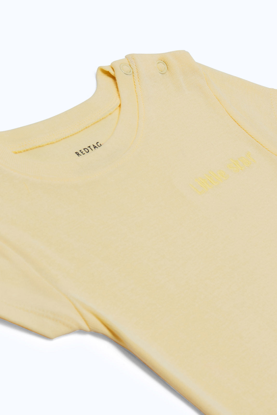 Redtag-Boys-Yellow-Solid-Ppe-Rib-Romper-Category:Rompers,-Colour:Yellow,-Deals:New-In,-Filter:Baby-(0-to-12-Mths),-NBB-Rompers,-New-In-NBB-APL,-Non-Sale,-PPE,-S23B,-Section:Boys-(0-to-14Yrs)-Baby-0 to 12 Months