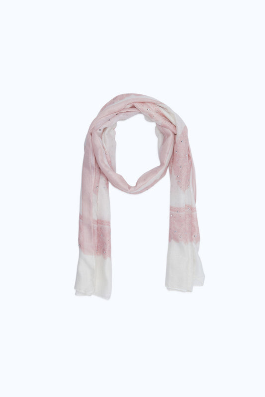 Redtag-Pink-And-White-Embellished-Scarf-Category:Scarves,-Colour:Assorted,-Filter:Women's-Accessories,-New-In,-New-In-Women-ACC,-Non-Sale,-RMD,-S23B,-Section:Women,-Women-Scarves-Women-