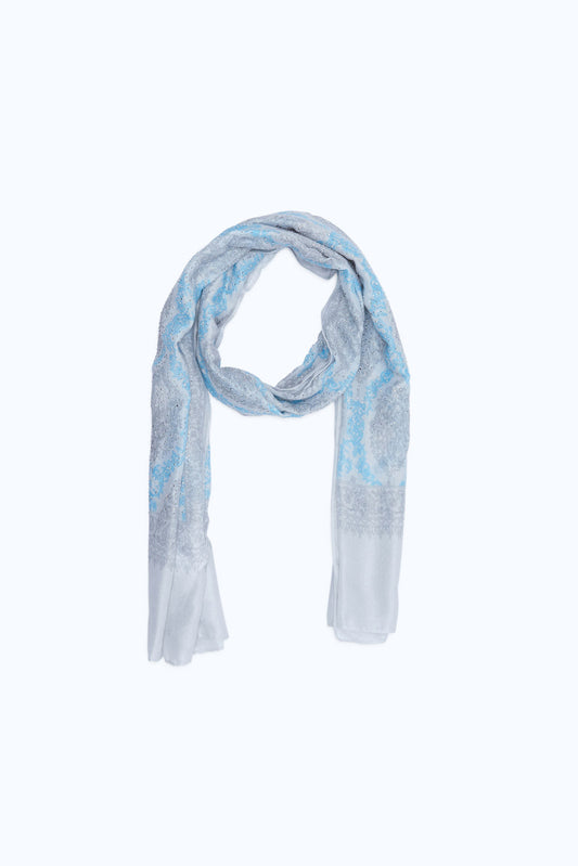 Redtag-Blue-And-Grey-Embellished-Scarf-Category:Scarves,-Colour:Assorted,-Filter:Women's-Accessories,-New-In,-New-In-Women-ACC,-Non-Sale,-RMD,-S23B,-Section:Women,-Women-Scarves-Women-
