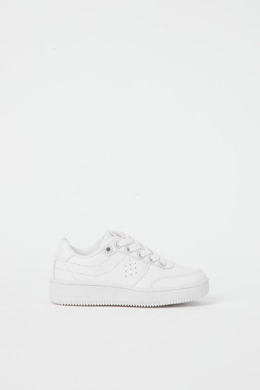 Redtag-White-Lace-Up-Sneaker-Category:Shoes,-Colour:White,-Deals:New-In,-Filter:Girls-Footwear-(3-to-5-Yrs),-GIR-Trainers,-H1:FOO,-H2:GIR,-H3:TRN,-H4:CLT,-N/A,-New-In-GIR-FOO,-Non-Sale,-S23B,-Season:S23B,-Section:Girls-(0-to-14Yrs)-Girls-3 to 5 Years