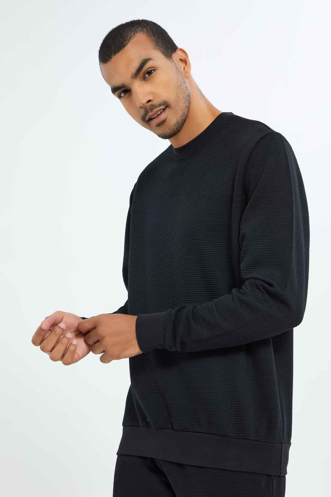 Redtag-Men-Black-Crew-Neck-Sweatshirt-Category:Sweatshirts,-Colour:Black,-Deals:New-In,-Filter:Men's-Clothing,-Men-Sweatshirts,-New-In-Men-APL,-Non-Sale,-S23A,-Section:Men-Men's-