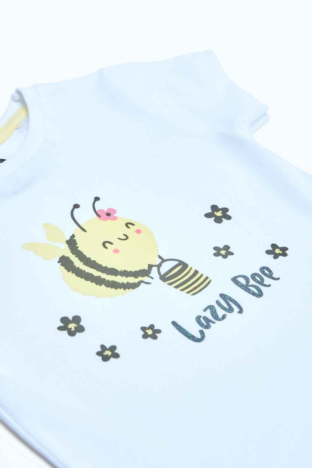 Redtag-Girls-White-Placement-Print-Top-With-Yellow-Solid-Pyjama-Category:Pyjama-Sets,-Colour:Assorted,-Deals:2-FOR-49,-Deals:New-In,-Filter:Infant-Girls-(3-to-24-Mths),-ING-Pyjama-Sets,-MQN,-New-In-ING-APL,-Non-Sale,-S23B,-Section:Girls-(0-to-14Yrs)-Infant-Girls-3 to 24 Months