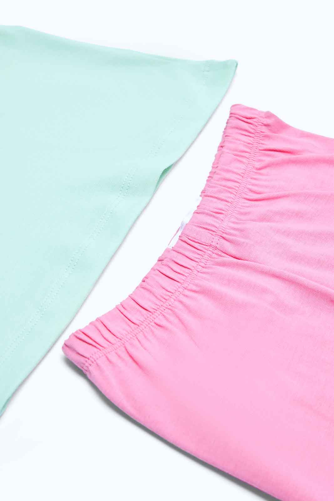 Redtag-Girls-Mint-Placement-Print-Top-With-Pink-Solid-Pyjama-Category:Pyjama-Sets,-Colour:Assorted,-Deals:2-FOR-49,-Deals:New-In,-Filter:Infant-Girls-(3-to-24-Mths),-ING-Pyjama-Sets,-MQN,-New-In-ING-APL,-Non-Sale,-S23B,-Section:Girls-(0-to-14Yrs)-Infant-Girls-3 to 24 Months