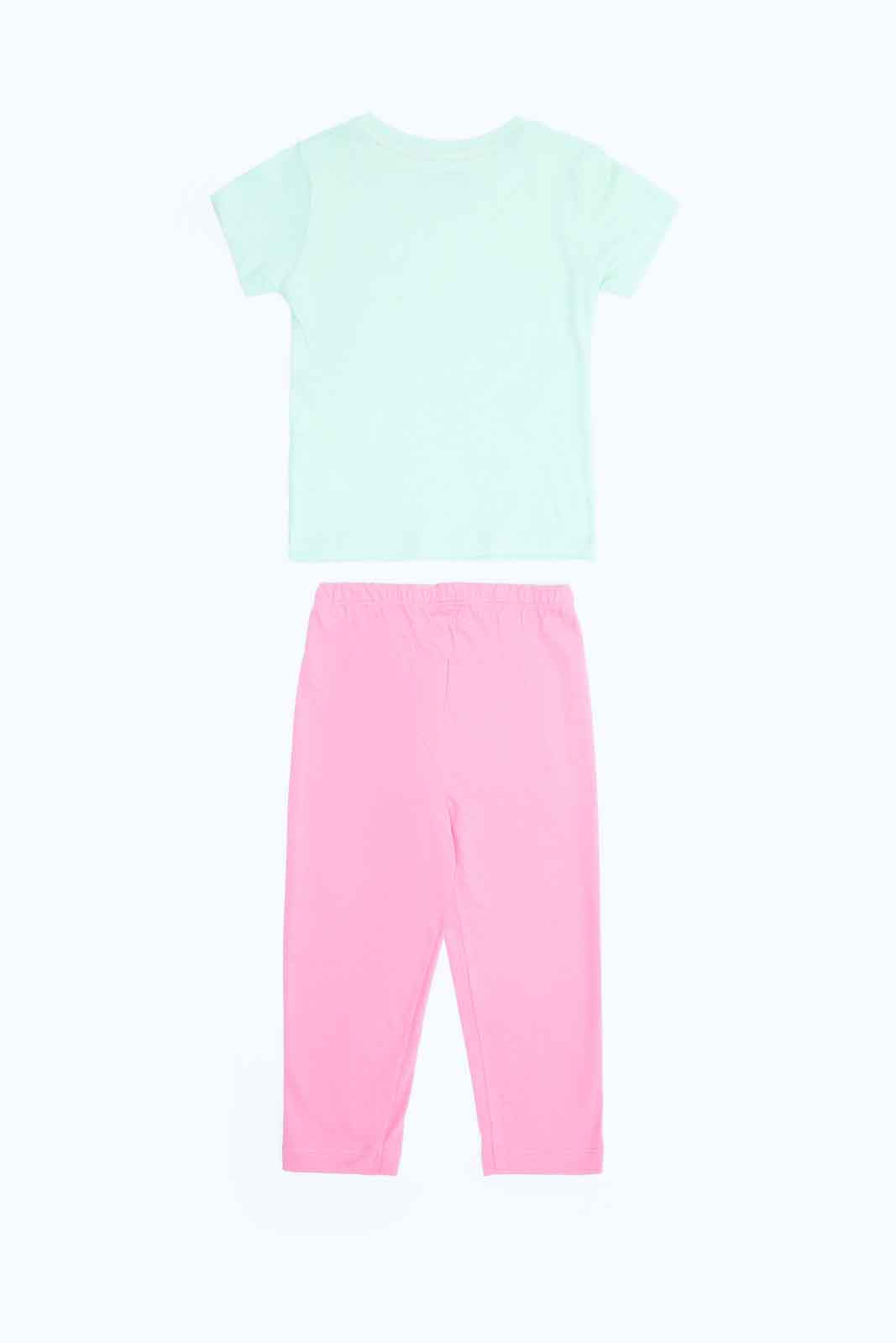 Redtag-Girls-Mint-Placement-Print-Top-With-Pink-Solid-Pyjama-Category:Pyjama-Sets,-Colour:Assorted,-Deals:2-FOR-49,-Deals:New-In,-Filter:Infant-Girls-(3-to-24-Mths),-ING-Pyjama-Sets,-MQN,-New-In-ING-APL,-Non-Sale,-S23B,-Section:Girls-(0-to-14Yrs)-Infant-Girls-3 to 24 Months