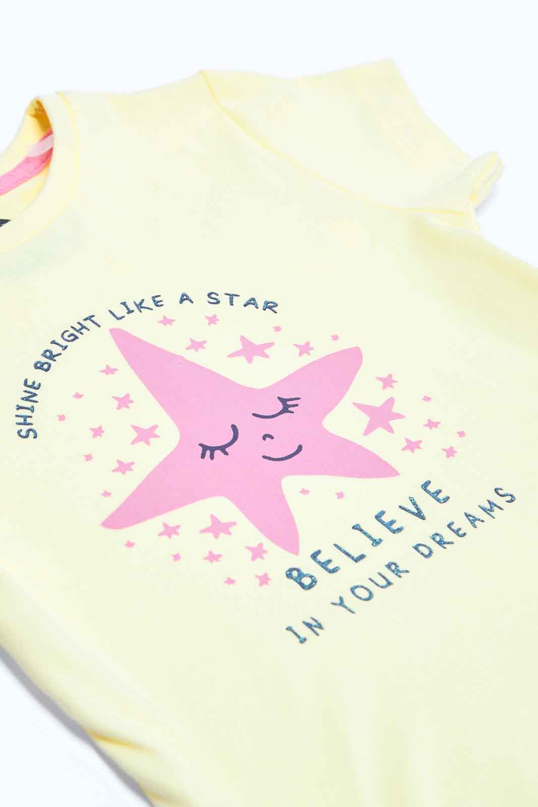 Redtag-Girls-Yellow-Placement-Print-Top-With-Pink-Solid-Pyjama-Category:Pyjama-Sets,-Colour:Assorted,-Deals:2-FOR-49,-Deals:New-In,-Filter:Infant-Girls-(3-to-24-Mths),-ING-Pyjama-Sets,-MQN,-New-In-ING-APL,-Non-Sale,-S23B,-Section:Girls-(0-to-14Yrs)-Infant-Girls-3 to 24 Months