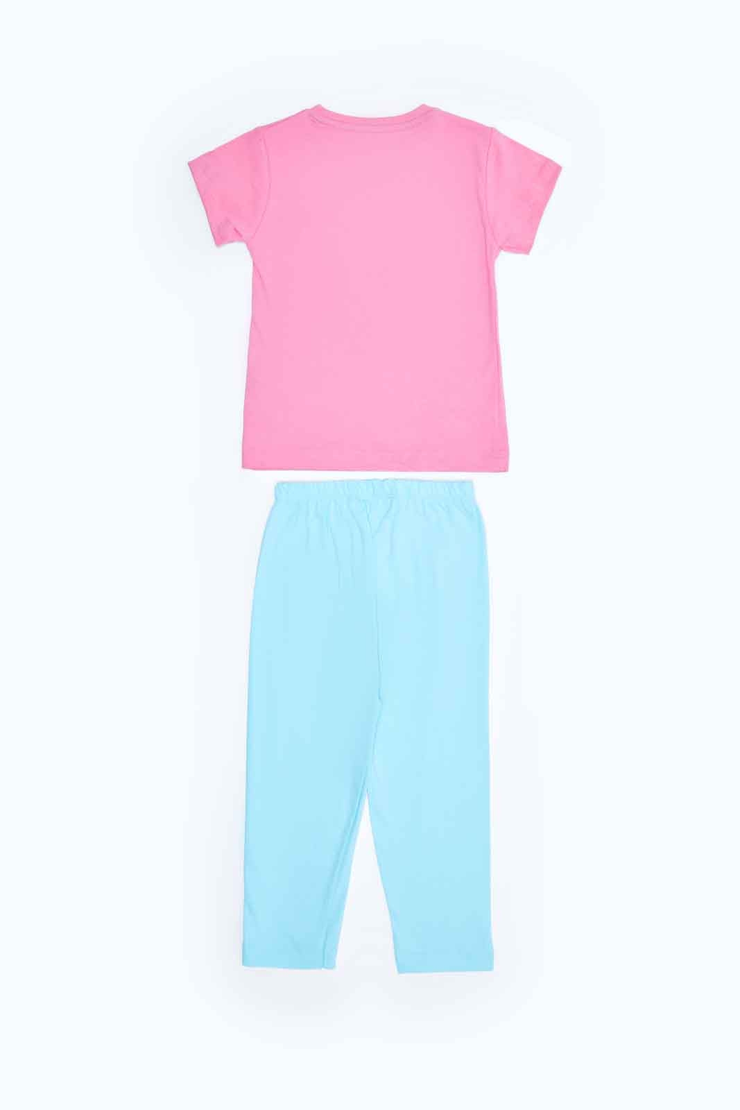Redtag-Girls-Pink-Placement-Print-Top-With-Lilac-Solid-Pyjama-Category:Pyjama-Sets,-Colour:Assorted,-Deals:2-FOR-49,-Deals:New-In,-Filter:Infant-Girls-(3-to-24-Mths),-ING-Pyjama-Sets,-MQN,-New-In-ING-APL,-Non-Sale,-S23B,-Section:Girls-(0-to-14Yrs)-Infant-Girls-3 to 24 Months