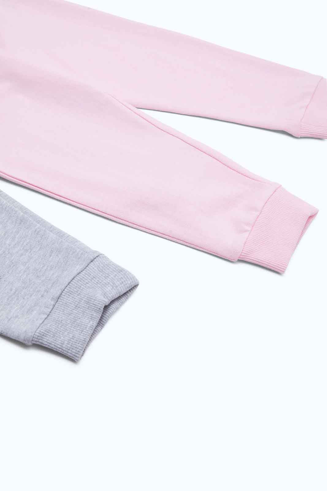 Redtag-Girls-Grey-Mealnge-&-Baby-Pink-Solid-2Pk-Track-Pant-Category:Joggers,-Colour:Assorted,-Deals:New-In,-Filter:Infant-Girls-(3-to-24-Mths),-ING-Joggers,-New-In-ING-APL,-Non-Sale,-S23B,-Section:Girls-(0-to-14Yrs)-Infant-Girls-3 to 24 Months