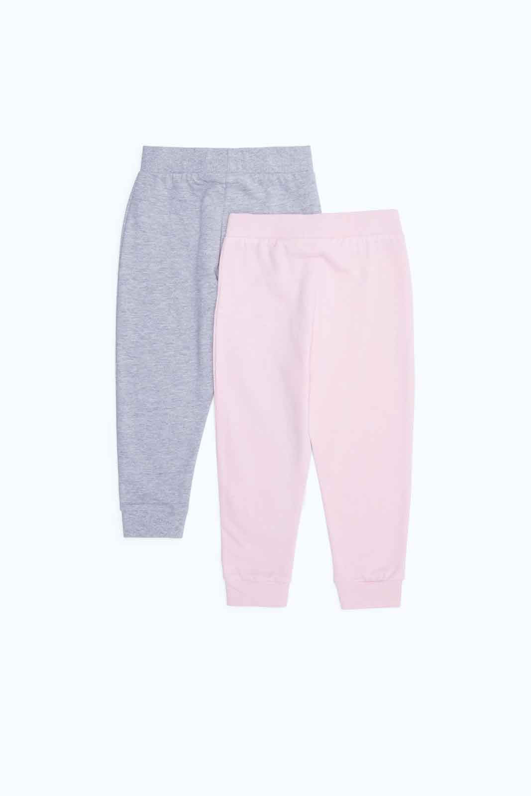 Redtag-Girls-Grey-Mealnge-&-Baby-Pink-Solid-2Pk-Track-Pant-Category:Joggers,-Colour:Assorted,-Deals:New-In,-Filter:Infant-Girls-(3-to-24-Mths),-ING-Joggers,-New-In-ING-APL,-Non-Sale,-S23B,-Section:Girls-(0-to-14Yrs)-Infant-Girls-3 to 24 Months