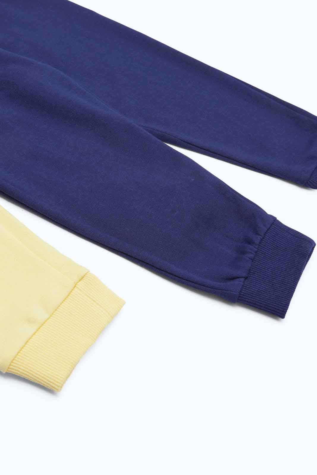 Redtag-Girls-Navy-&-Yellow-Solid-2Pk-Track-Pant-Category:Joggers,-Colour:Assorted,-Deals:New-In,-Filter:Infant-Girls-(3-to-24-Mths),-ING-Joggers,-New-In-ING-APL,-Non-Sale,-S23B,-Section:Girls-(0-to-14Yrs)-Infant-Girls-3 to 24 Months