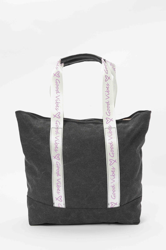 Redtag-Black-Shopper-With-Tapping-Category:Bags,-Colour:Black,-Filter:Women's-Accessories,-H1:ACC,-H2:LAD,-H3:LAB,-H4:SHP,-New-In,-New-In-Women-ACC,-Non-Sale,-S23B,-Season:S23B,-Section:Women,-Women-Bags-Women-