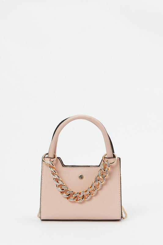 Redtag-Pink-Clutch-Bag-With-Gold-Chain-Category:Bags,-Colour:Pink,-Filter:Women's-Accessories,-New-In,-New-In-Women-ACC,-Non-Sale,-RMD,-S23B,-Section:Women,-Women-Bags-Women-