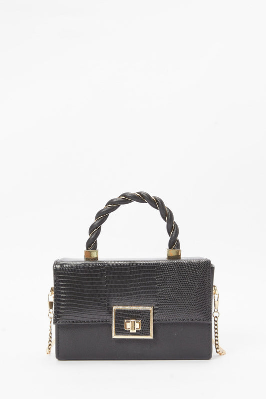 Redtag-Black-Embellished-Buckle-Clutch-Bag-Category:Bags,-Colour:Black,-Filter:Women's-Accessories,-New-In,-New-In-Women-ACC,-Non-Sale,-S23B,-Section:Women,-Women-Bags-Women-